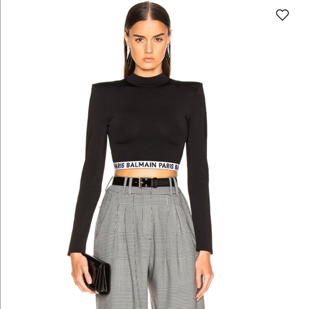 WORN ONCE Balmain Logo Band Crop Top